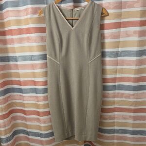 T Tahari Tan Sleeveless V-Neck Sheath Dress